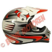 Helm (kinderen/volwassenen) - Crosshelm maat S wit/rood - 5056